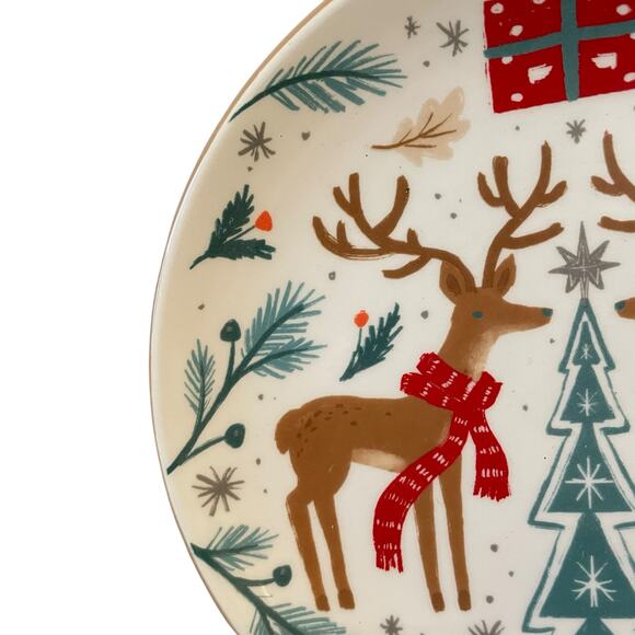 Prima Design WOODLAND CHRISTMAS DEER Ceramic Salad Plate 8.5in Set of 3 New - Picture 10 of 11